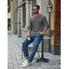 COOFANDY Mens Waffle Long Sleeve Shirt Crew Neck Cotton Blend Basic T Shirt(Medium Gray)