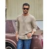 COOFANDY Mens Waffle Long Sleeve Shirt Crew Neck Cotton Blend Basic T Shirt(Moon Gray)