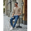 COOFANDY Mens Waffle Long Sleeve Shirt Crew Neck Cotton Blend Basic T Shirt(Moon Gray)
