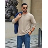 COOFANDY Mens Waffle Long Sleeve Shirt Crew Neck Cotton Blend Basic T Shirt(Moon Gray)