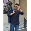 COOFANDY Mens Waffle Long Sleeve Shirt Crew Neck Cotton Blend Basic T Shirt(Navy Blue)