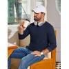 COOFANDY Mens Waffle Long Sleeve Shirt Crew Neck Cotton Blend Basic T Shirt(Navy Blue)