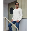 COOFANDY Mens Waffle Long Sleeve Shirt Crew Neck Cotton Blend Basic T Shirt(White)