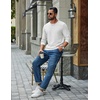 COOFANDY Mens Waffle Long Sleeve Shirt Crew Neck Cotton Blend Basic T Shirt(White)