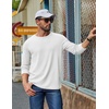COOFANDY Mens Waffle Long Sleeve Shirt Crew Neck Cotton Blend Basic T Shirt(White)