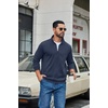 COOFANDY Mens Zip Up Sweatshirt Casual Lightweight Jackets Full Zip Sweater(Navy Blue)