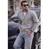 COOFANDY Mens Zip Up Sweatshirt Lightweight Fleece Jacket Casual Sweaters(Light Grey)