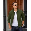COOFANDY Mens Zip Up Sweatshirt Quilted Fall Sweater Jackets Casual Stylish(Army Green)