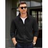 COOFANDY Mens Zip Up Sweatshirt Quilted Fall Sweater Jackets Casual Stylish(Black)