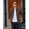 COOFANDY Mens Zip Up Sweatshirt Quilted Fall Sweater Jackets Casual Stylish(Chocolate Brown)