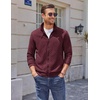 COOFANDY Mens Zip Up Sweatshirt Quilted Fall Sweater Jackets Casual Stylish(Dark Red)