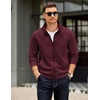 COOFANDY Mens Zip Up Sweatshirt Quilted Fall Sweater Jackets Casual Stylish(Dark Red)