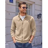 COOFANDY Mens Zip Up Sweatshirt Quilted Fall Sweater Jackets Casual Stylish(Khaki)