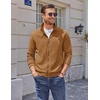 COOFANDY Mens Zip Up Sweatshirt Quilted Fall Sweater Jackets Casual Stylish(Light Brown)