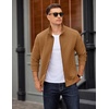 COOFANDY Mens Zip Up Sweatshirt Quilted Fall Sweater Jackets Casual Stylish(Light Brown)