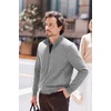 COOFANDY Mens Zip Up Sweatshirt Quilted Fall Sweater Jackets Casual Stylish(Light Grey)