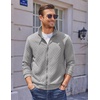 COOFANDY Mens Zip Up Sweatshirt Quilted Fall Sweater Jackets Casual Stylish(Light Grey)