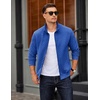 COOFANDY Mens Zip Up Sweatshirt Quilted Fall Sweater Jackets Casual Stylish(Royal Blue)