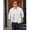 COOFANDY Mens Zip Up Sweatshirt Quilted Fall Sweater Jackets Casual Stylish(White)