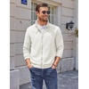 COOFANDY Mens Zip Up Sweatshirt Quilted Fall Sweater Jackets Casual Stylish(White)
