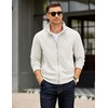 COOFANDY Mens Zip Up Sweatshirt Quilted Fall Sweater Jackets Casual Stylish(White)