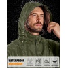 COOFANDY Rain Jacket Men Raincoat Waterproof With Hood Packable Windbreaker(Army Green)