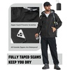 COOFANDY Rain Jacket Men Raincoat Waterproof With Hood Packable Windbreaker(Black)