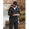 COOFANDY Rain Jacket Men Raincoat Waterproof With Hood Packable Windbreaker(Black)