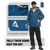 COOFANDY Rain Jacket Men Raincoat Waterproof With Hood Packable Windbreaker(Dark Blue)