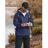 COOFANDY Rain Jacket Men Raincoat Waterproof With Hood Packable Windbreaker(Navy Blue)