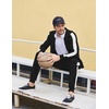 COOFANDY Tracksuit Mens Full Zip Hoodie Sweatsuit 2 Set with Zipper Pocket(Black and White)