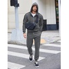 COOFANDY Tracksuit Mens Full Zip Hoodie Sweatsuit 2 Set with Zipper Pocket(Dark Grey Textile)