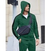 COOFANDY Tracksuit Mens Full Zip Hoodie Sweatsuit 2 Set with Zipper Pocket(Green)