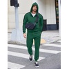 COOFANDY Tracksuit Mens Full Zip Hoodie Sweatsuit 2 Set with Zipper Pocket(Green)