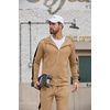 COOFANDY Tracksuit Mens Full Zip Hoodie Sweatsuit 2 Set with Zipper Pocket(Khaki)
