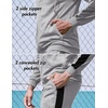 COOFANDY Tracksuit Mens Full Zip Hoodie Sweatsuit 2 Set with Zipper Pocket(Light Grey)