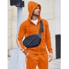 COOFANDY Tracksuit Mens Full Zip Hoodie Sweatsuit 2 Set with Zipper Pocket(Orange)