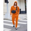 COOFANDY Tracksuit Mens Full Zip Hoodie Sweatsuit 2 Set with Zipper Pocket(Orange)