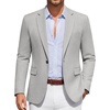 COOFANDY Men Casual Blazer Wrinkle Free Sports Coat One Button Suit Jacket(Light Grey)
