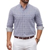COOFANDY Men Dress Shirts Long Sleeve Button Down Shirts Cotton Plaid Shirt(Grey Plaid)