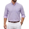 COOFANDY Men Dress Shirts Long Sleeve Button Down Shirts Cotton Plaid Shirt(Light Purple Plaid)