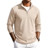 COOFANDY Men Quarter Zip Pullover Sweatshirts Long Sleeve Mock Neck Sweater(Beige)