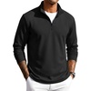 COOFANDY Men Quarter Zip Pullover Sweatshirts Long Sleeve Mock Neck Sweater(Black)