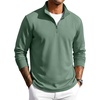 COOFANDY Men Quarter Zip Pullover Sweatshirts Long Sleeve Mock Neck Sweater(Dark Green)