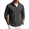 COOFANDY Men Quarter Zip Pullover Sweatshirts Long Sleeve Mock Neck Sweater(Dark Grey)