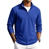 COOFANDY Men Quarter Zip Pullover Sweatshirts Long Sleeve Mock Neck Sweater(Deep Blue)