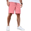 COOFANDY Mens Casual Shorts Cotton Elastic Waist Drawstring Summer Shorts(Pink)
