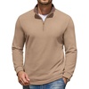 COOFANDY Mens Quarter Zip Pullover Mock Neck Sweatshirt Long Sleeve Sweater(Khaki)
