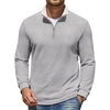 COOFANDY Mens Quarter Zip Pullover Mock Neck Sweatshirt Long Sleeve Sweater(Light Heather Grey)