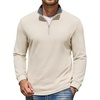 COOFANDY Mens Quarter Zip Pullover Mock Neck Sweatshirt Long Sleeve Sweater(Light Khaki)